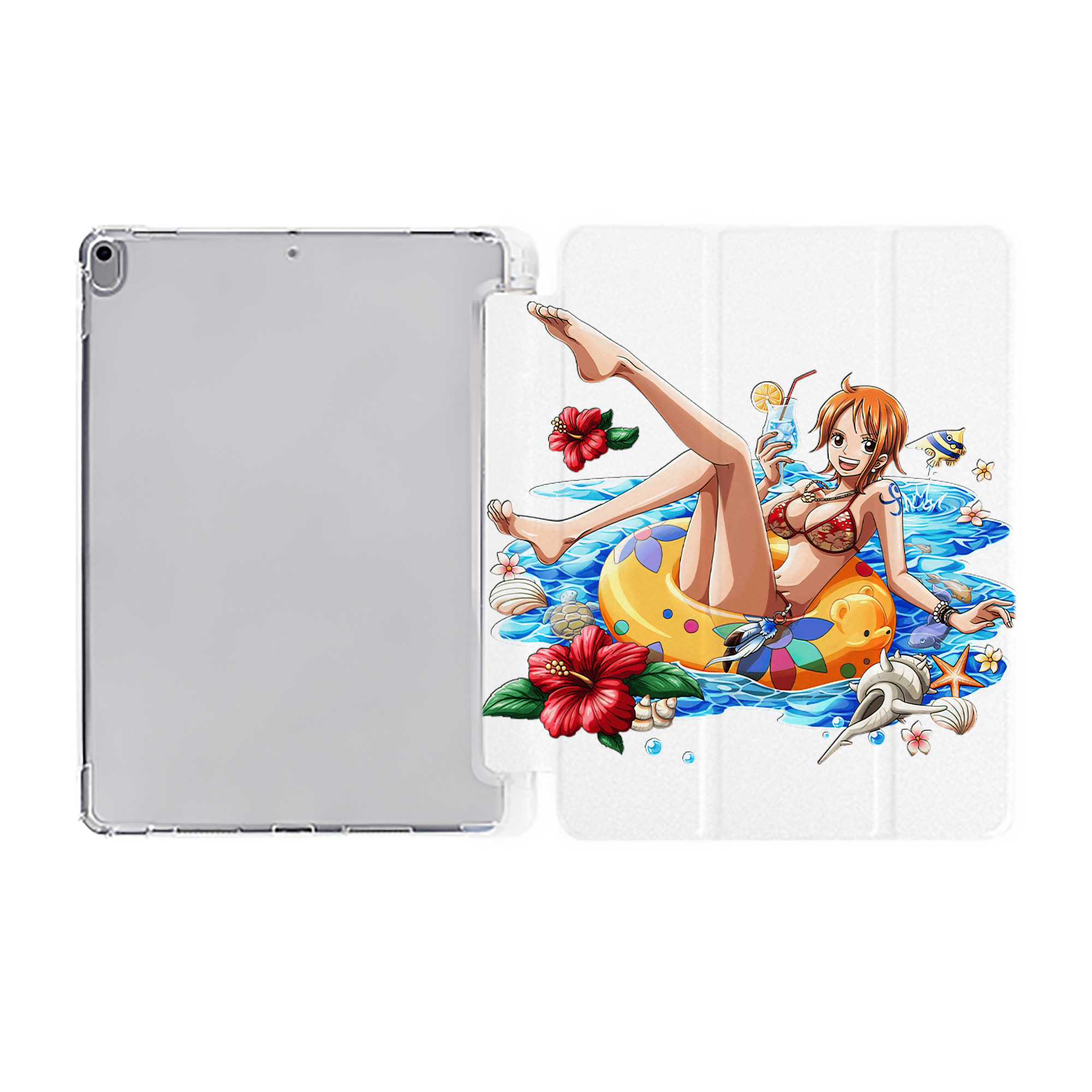 （画像用） ワンピース ナミ ONE PIECE Nami IPad ケース ペン収納付き 三つ折りスタンド PUレザー×シリコン 対応機種9.5/10.5/10.9インチ